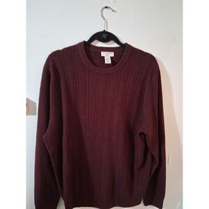 Dockers Mens Burgundy Chevron Textured Knit Crewneck Pullover Sweater Size Large